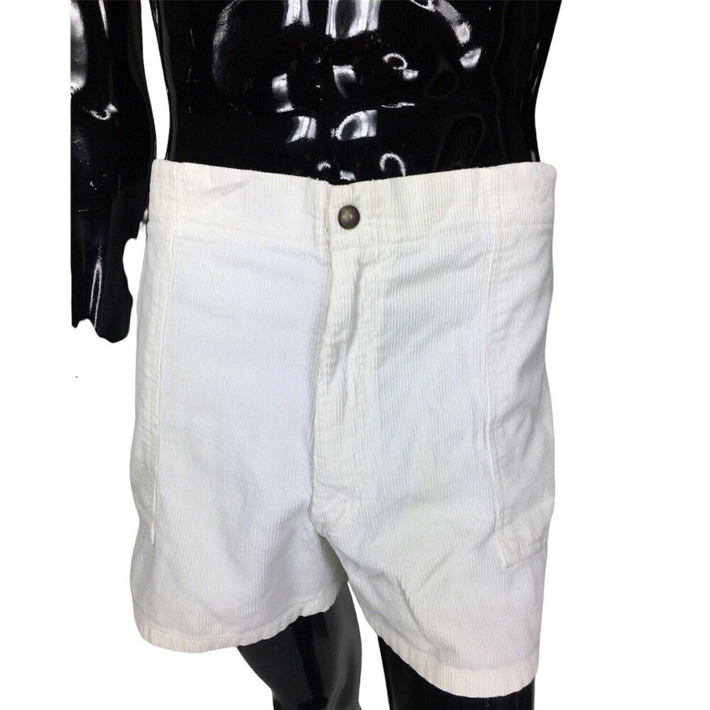 Vintage 80s Towncraft Corduroy Beach Surfer White Board Shorts Men's Size 42 - Picture 2 of 10